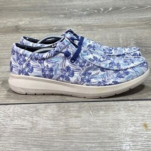 Ariat Slip On Shoes Men's 10 Floral Print Blue White Casual Comfort 11.5 Cruiser